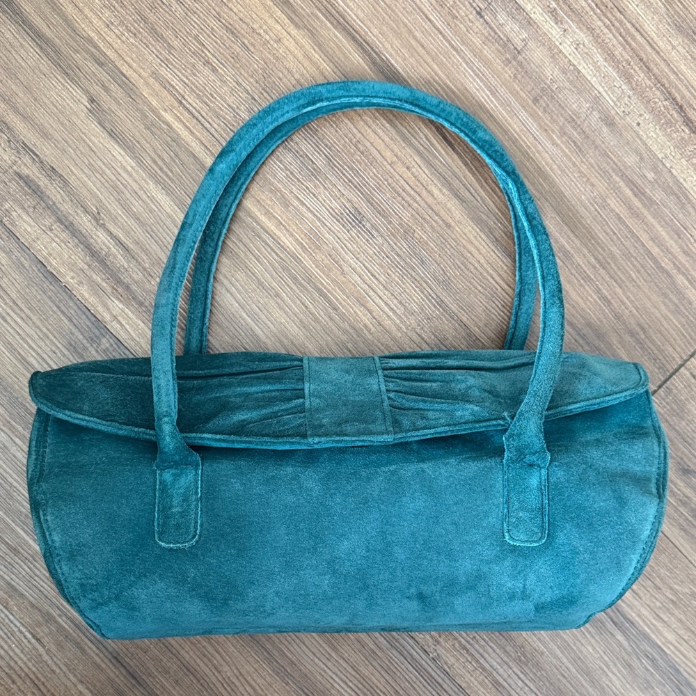 VINTAGE TEAL LEATHER SHOULDER BAG
